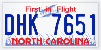 NC license plate DHK7651