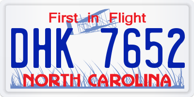 NC license plate DHK7652