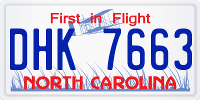 NC license plate DHK7663