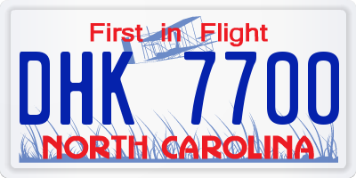 NC license plate DHK7700