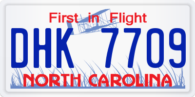 NC license plate DHK7709