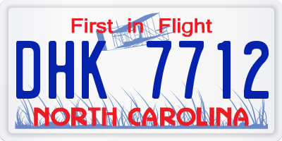 NC license plate DHK7712