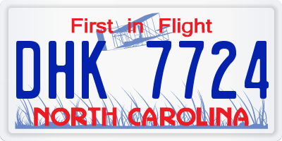 NC license plate DHK7724