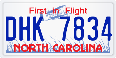 NC license plate DHK7834