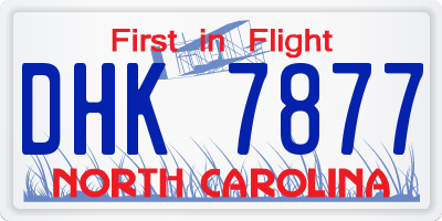 NC license plate DHK7877