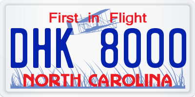 NC license plate DHK8000