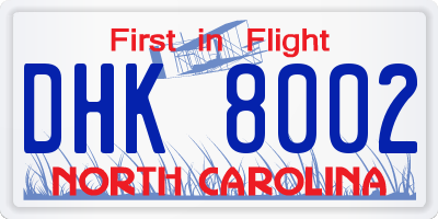 NC license plate DHK8002