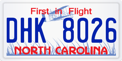 NC license plate DHK8026