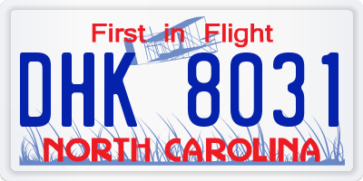 NC license plate DHK8031