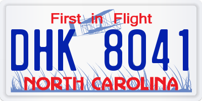 NC license plate DHK8041