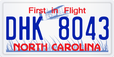 NC license plate DHK8043