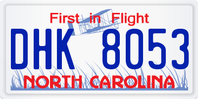 NC license plate DHK8053