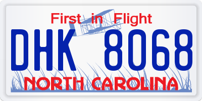 NC license plate DHK8068