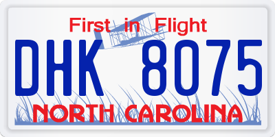 NC license plate DHK8075