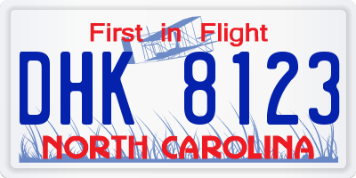 NC license plate DHK8123