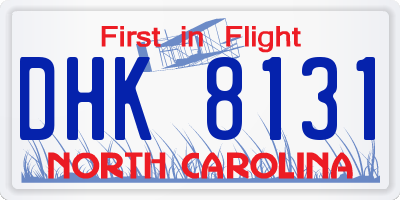 NC license plate DHK8131