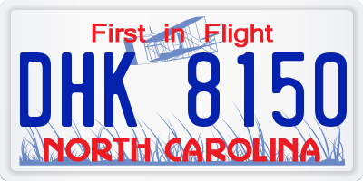 NC license plate DHK8150