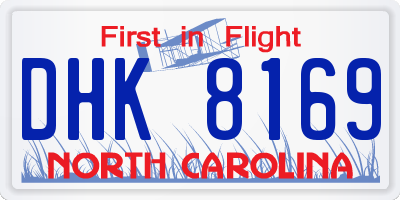 NC license plate DHK8169