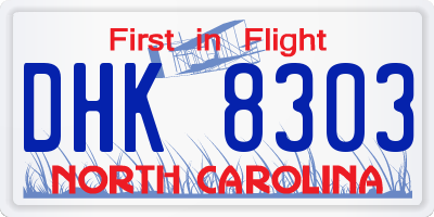 NC license plate DHK8303