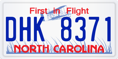 NC license plate DHK8371