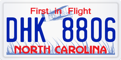 NC license plate DHK8806