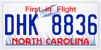 NC license plate DHK8836