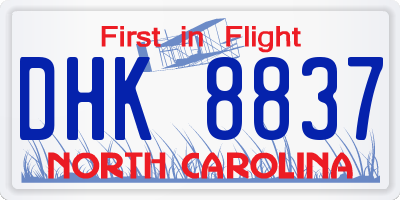 NC license plate DHK8837