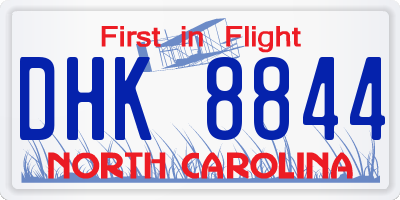 NC license plate DHK8844