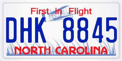 NC license plate DHK8845
