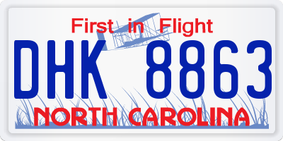 NC license plate DHK8863