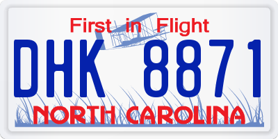 NC license plate DHK8871