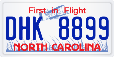 NC license plate DHK8899