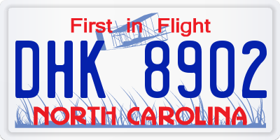 NC license plate DHK8902