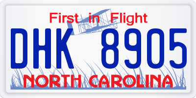 NC license plate DHK8905
