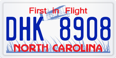 NC license plate DHK8908