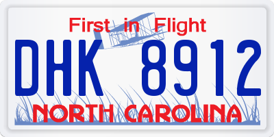 NC license plate DHK8912