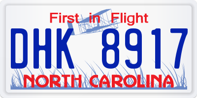 NC license plate DHK8917