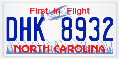 NC license plate DHK8932