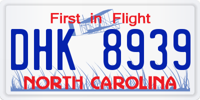 NC license plate DHK8939