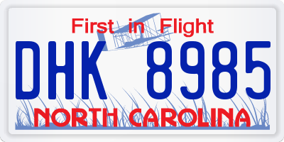 NC license plate DHK8985