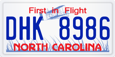 NC license plate DHK8986