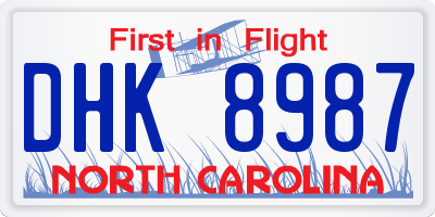 NC license plate DHK8987