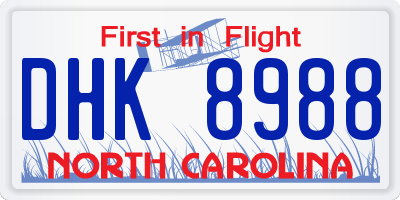 NC license plate DHK8988