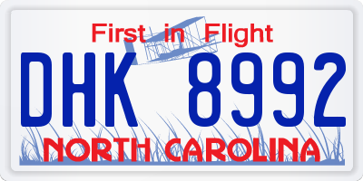 NC license plate DHK8992