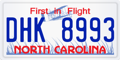 NC license plate DHK8993