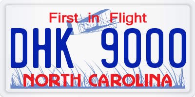 NC license plate DHK9000