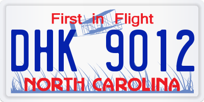 NC license plate DHK9012