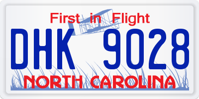 NC license plate DHK9028
