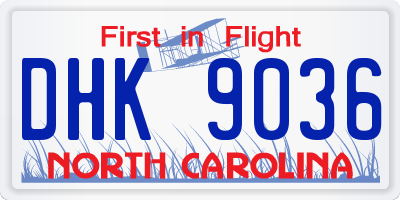 NC license plate DHK9036