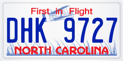 NC license plate DHK9727
